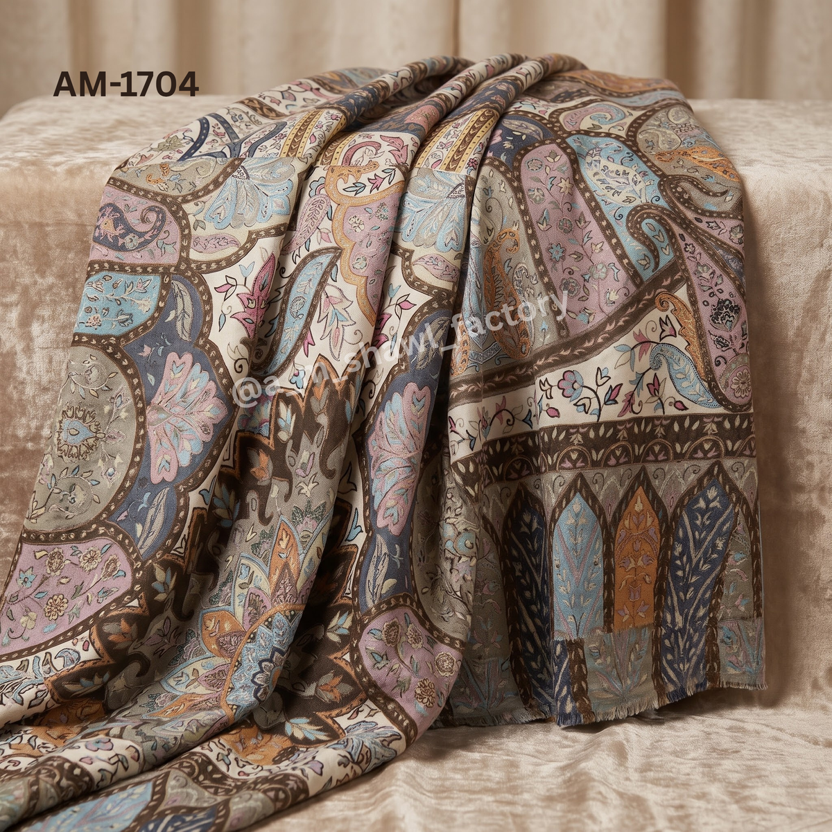 Fine Wool Kalamkari Stole – Premium  Wool Stole | AM SHAWLS | 1704