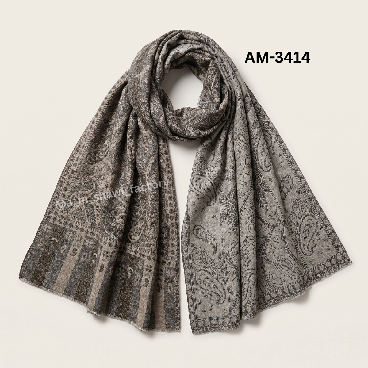 Premium Fine Wool Zari Jama Shawl | Elegant Kashmiri Traditional Design | 3414