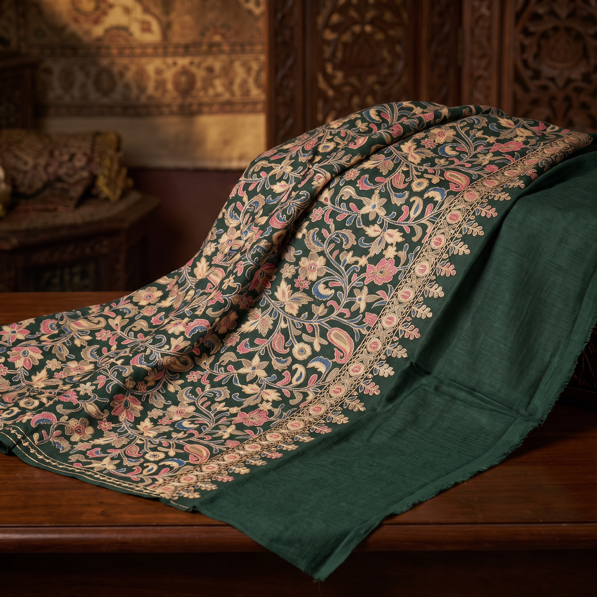 Fine Wool Flower Nalki Jaal | Premium Floral Nalki Wool Shawl | AM SHAWLS | 3711