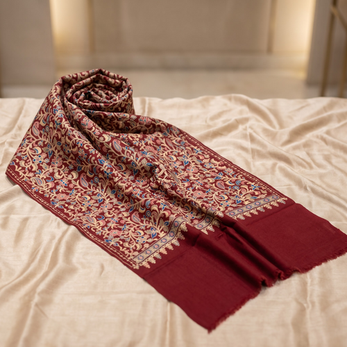 Fine Wool Flower Nalki Jaal | Premium Floral Nalki Wool Shawl | AM SHAWLS | 3711
