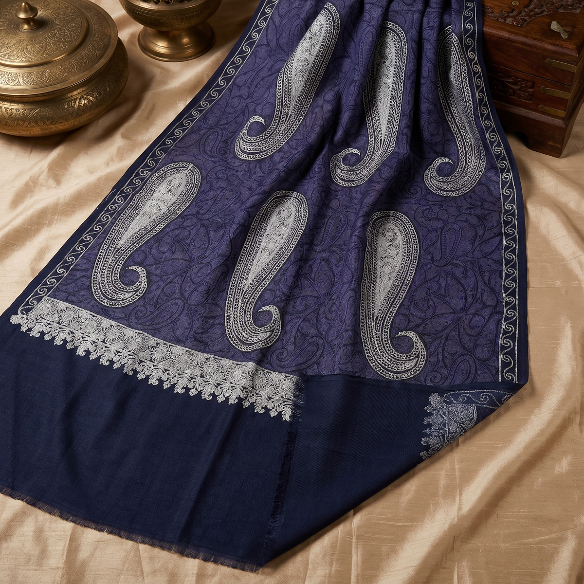Poly Wool Nalki Emb Stole | Nalki Embroidery Design 2 | AM SHAWLS | 0903
