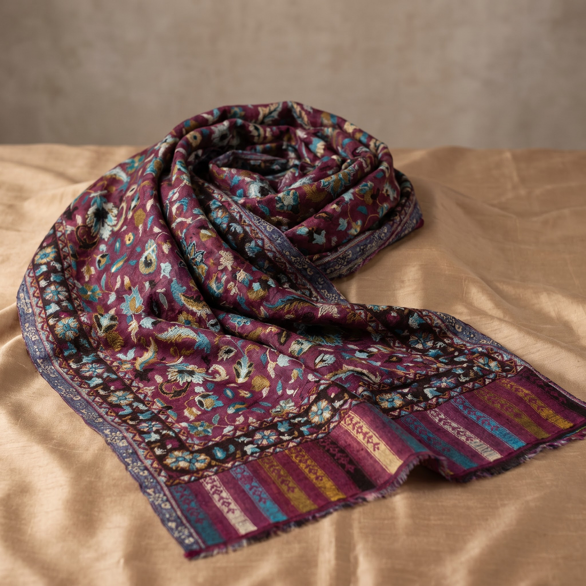 Fine Wool Kani Reversible Stole | Premium Kani Wool Stole | AM SHAWLS | 0559
