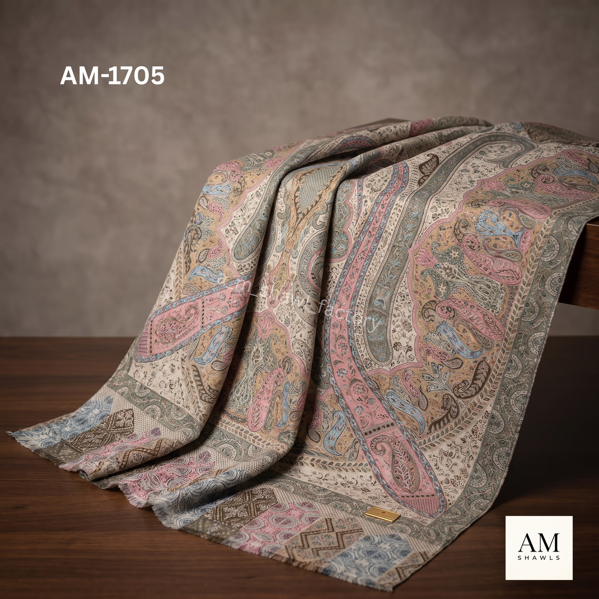 Kalamkari Shawl – Elegant Paisley Design Shawl | AM SHAWLS | 1705