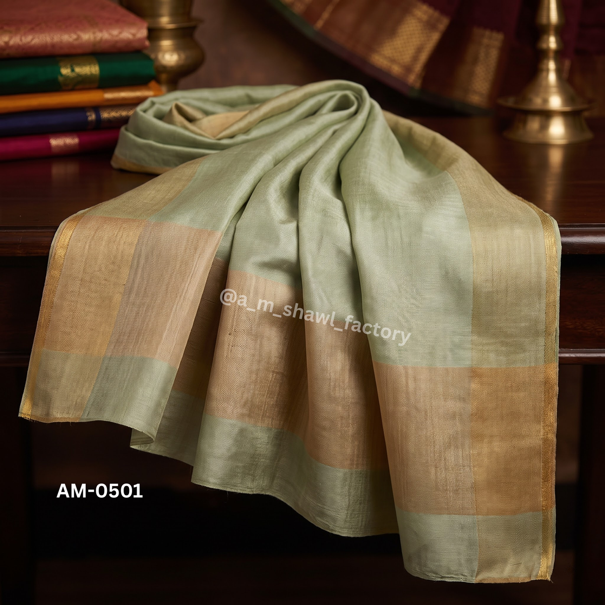 Fine Wool Zari Border Stole | Premium Wool Stole with Zari Border | AM SHAWLS | 0501