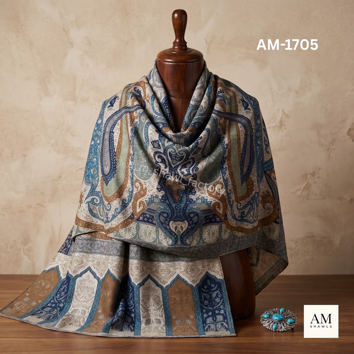 Kalamkari Shawl – Elegant Paisley Design Shawl | AM SHAWLS | 1705