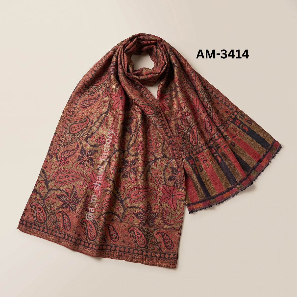 Premium Fine Wool Zari Jama Shawl | Elegant Kashmiri Traditional Design | 3414