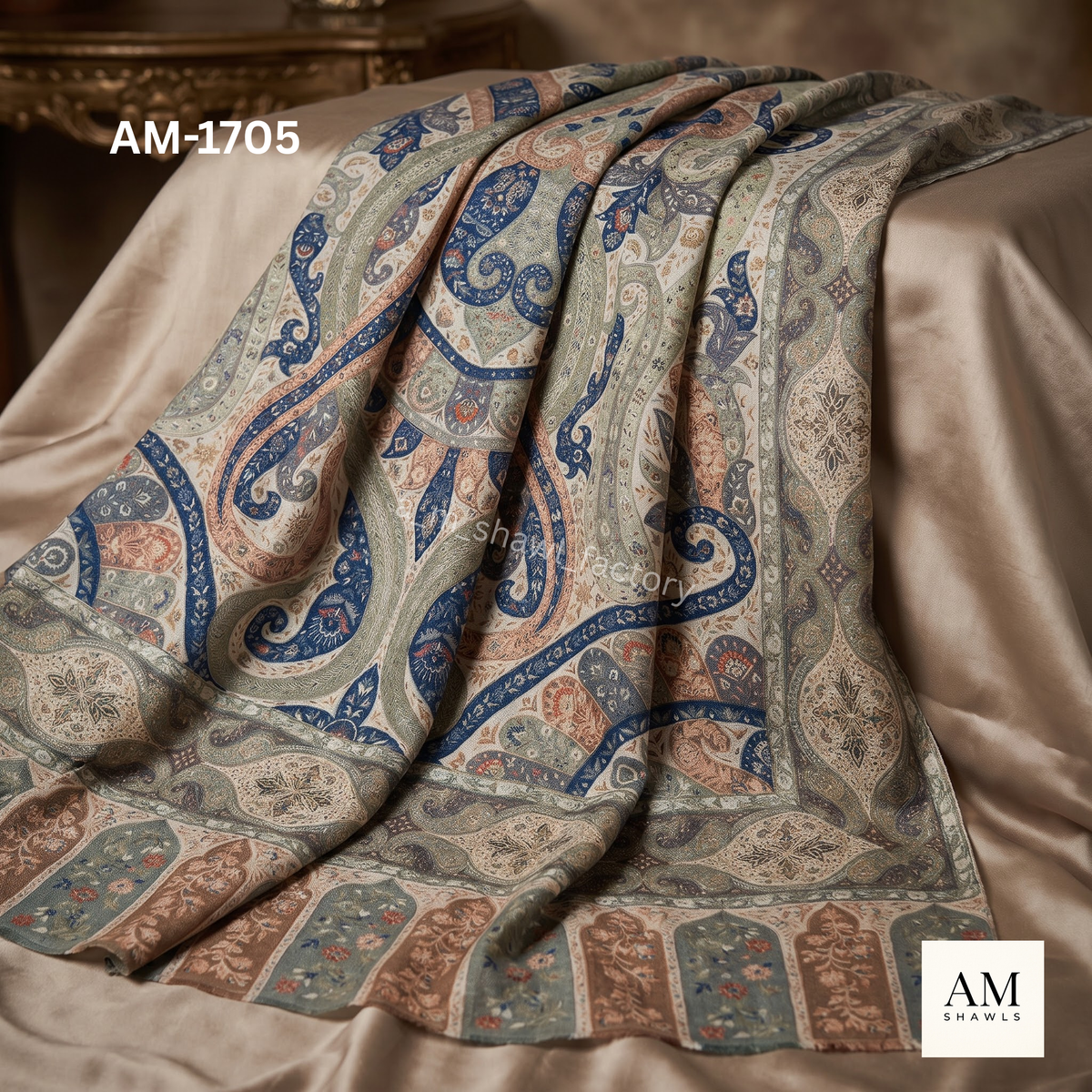 Kalamkari Shawl – Elegant Paisley Design Shawl | AM SHAWLS | 1705