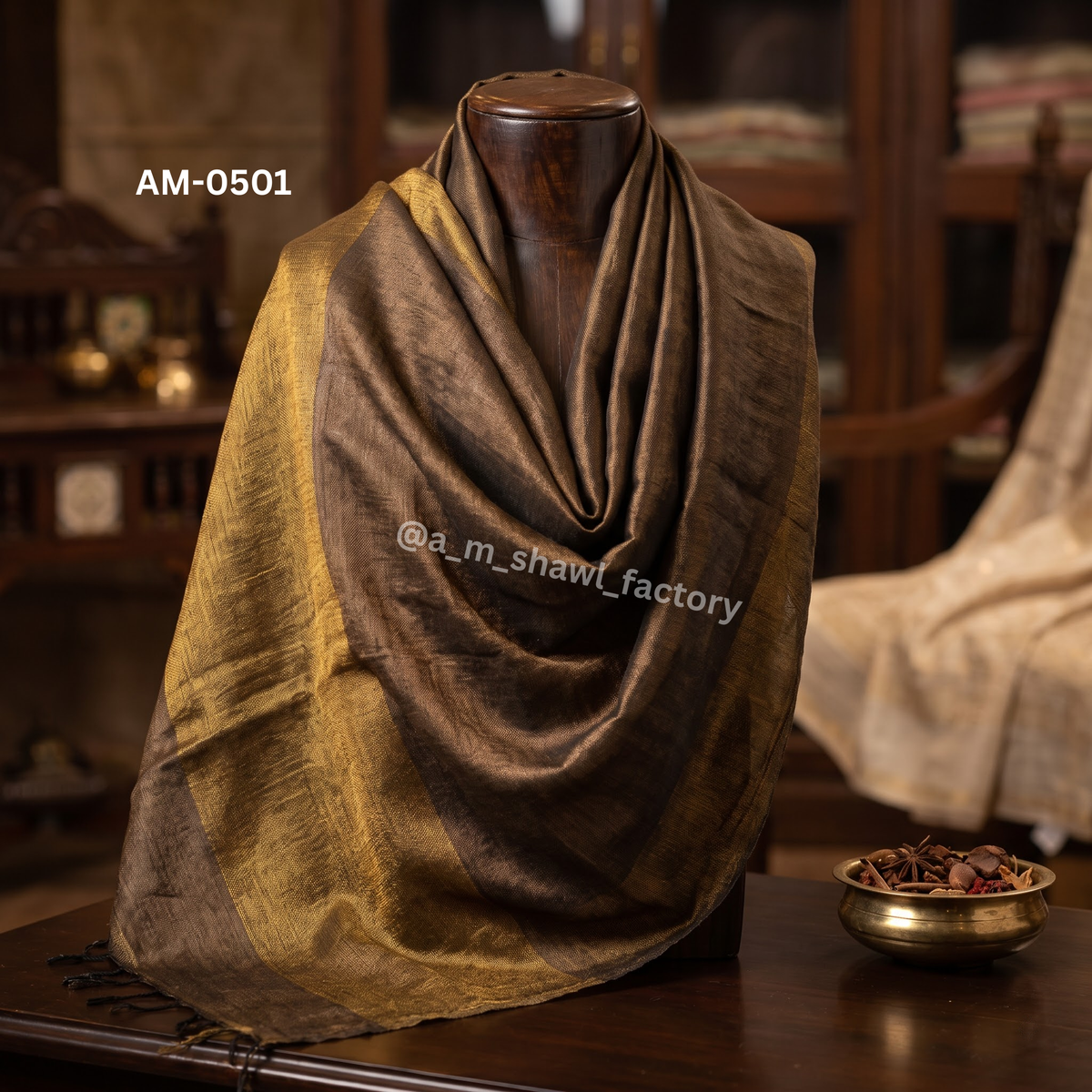 Fine Wool Zari Border Stole | Premium Wool Stole with Zari Border | AM SHAWLS | 0501