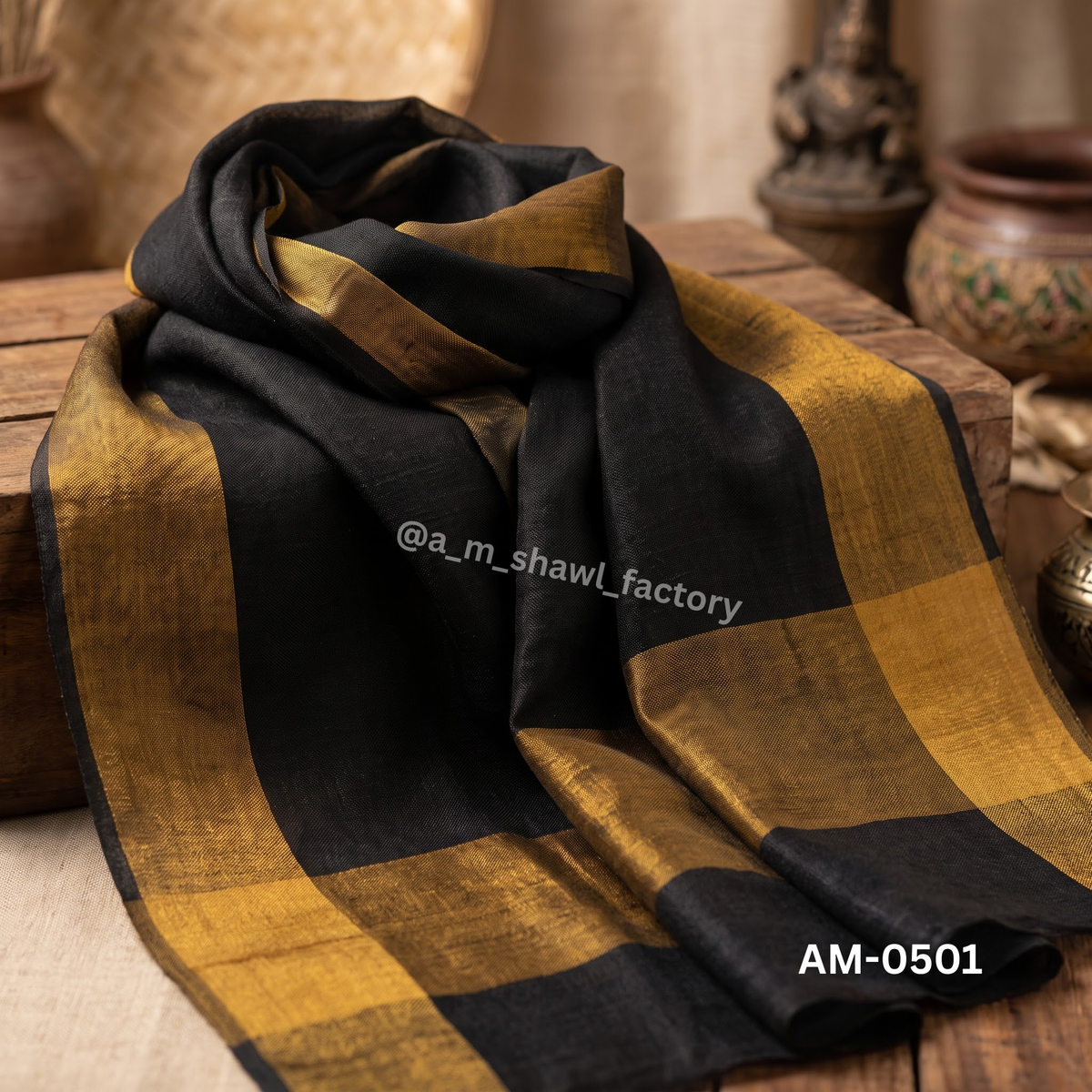 Fine Wool Zari Border Stole | Premium Wool Stole with Zari Border | AM SHAWLS | 0501
