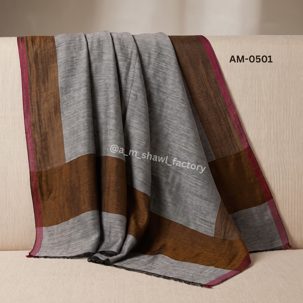 Fine Wool Zari Border Stole | Premium Wool Stole with Zari Border | AM SHAWLS | 0501