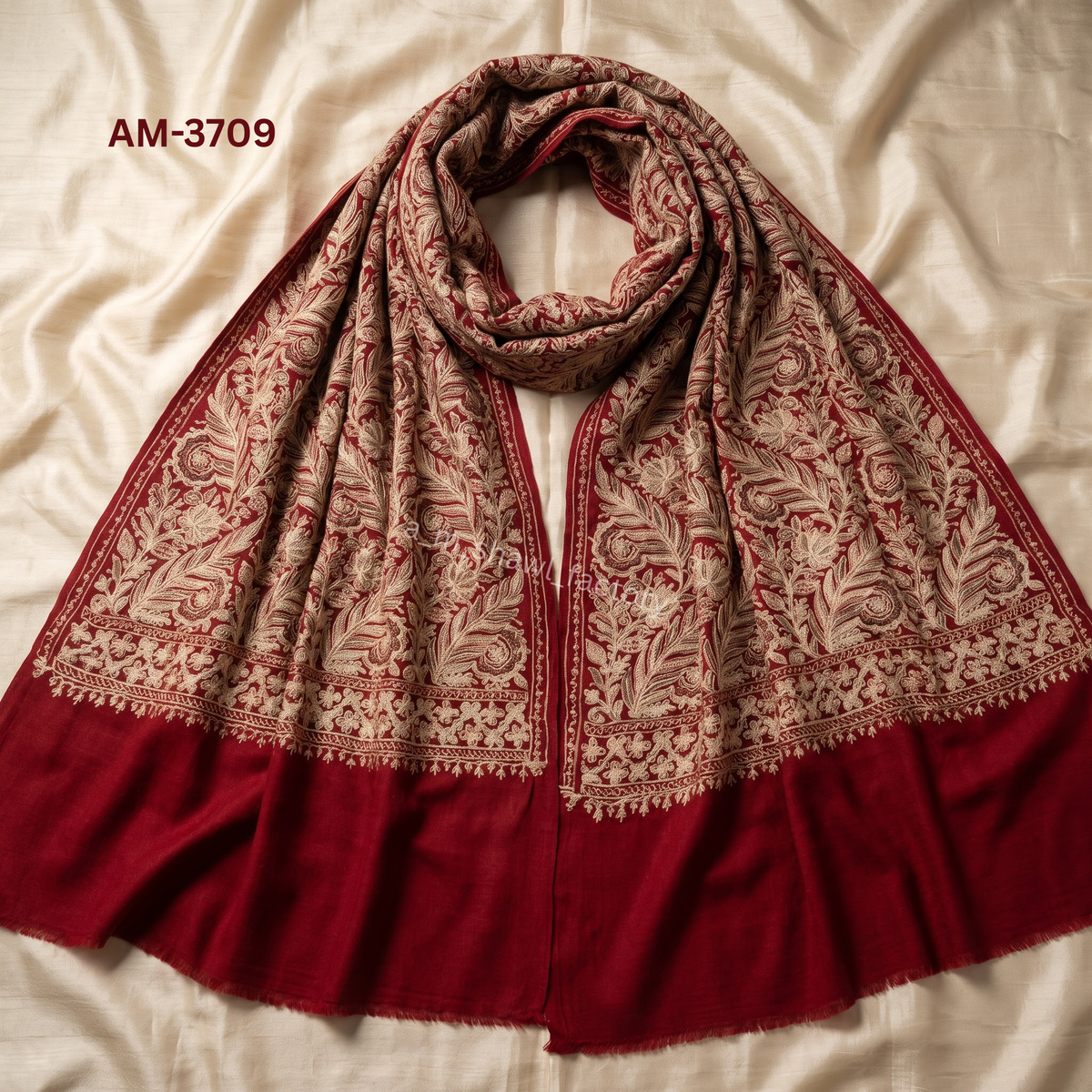 Aari Stole | Premium Kashmiri Aari Embroidery Stole | AM SHAWLS | 3709