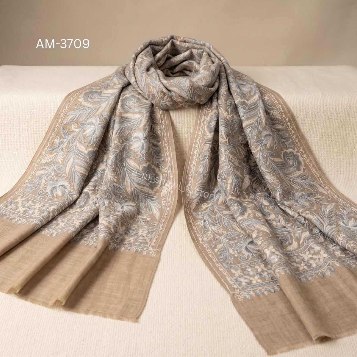Aari Stole | Premium Kashmiri Aari Embroidery Stole | AM SHAWLS | 3709