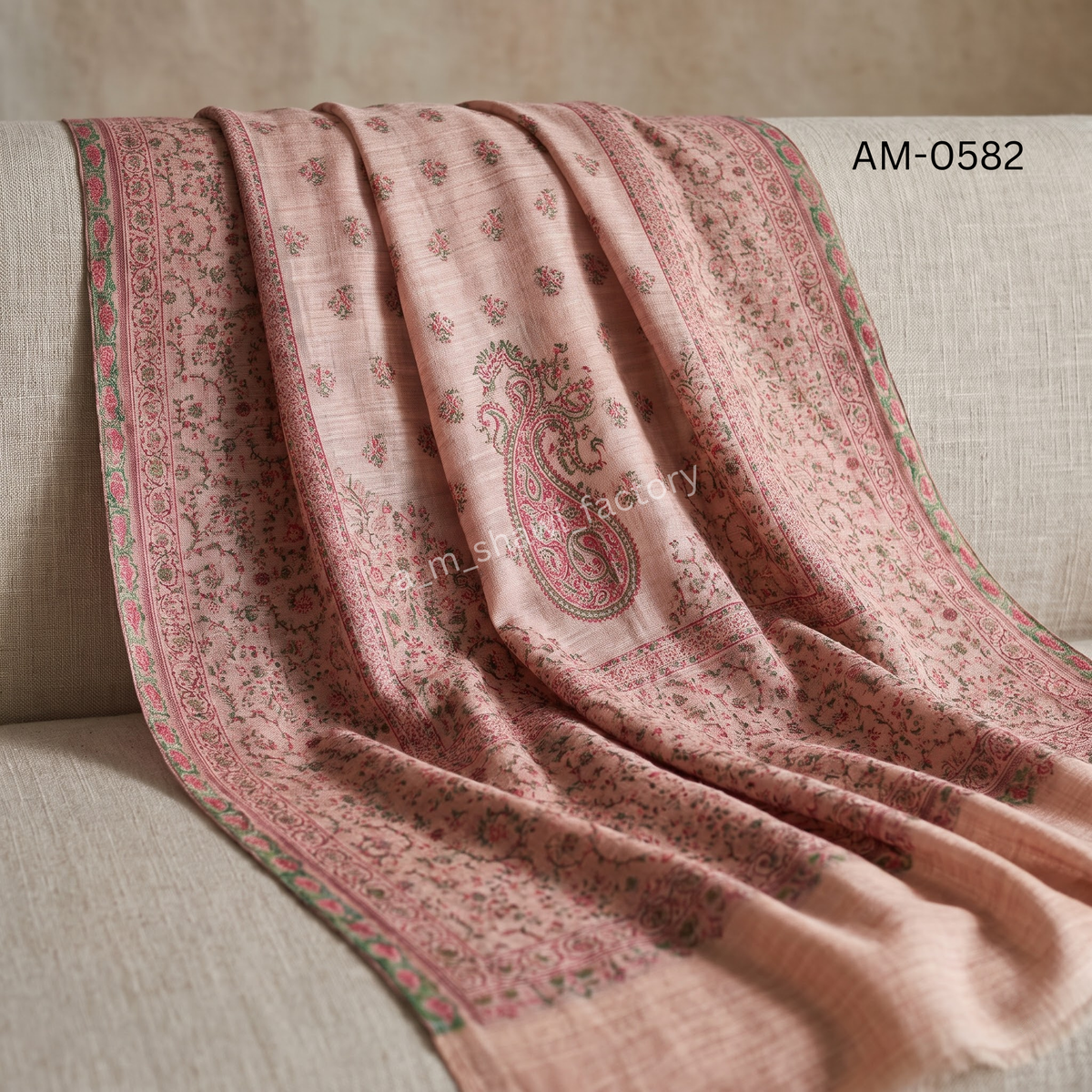 Fine Wool Stole Carpet Design Kani | Premium Kani Wool Stole | AM SHAWLS | 0582