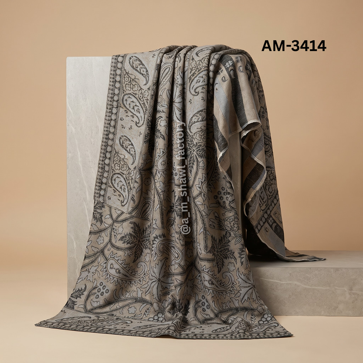Premium Fine Wool Zari Jama Shawl | Elegant Kashmiri Traditional Design | 3414