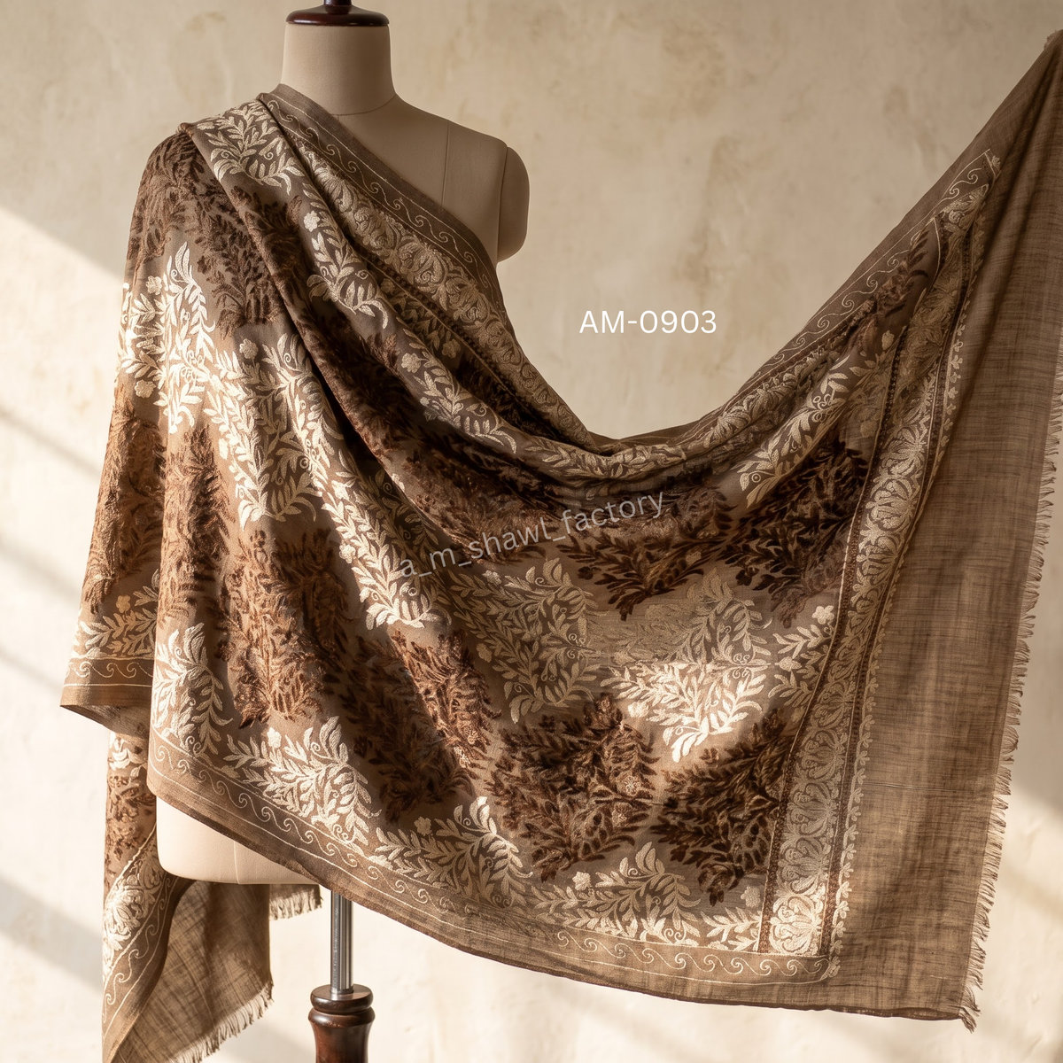 Poly Wool Nalki Emb Stole | Nalki Embroidery Design 3 | AM SHAWLS | 0903