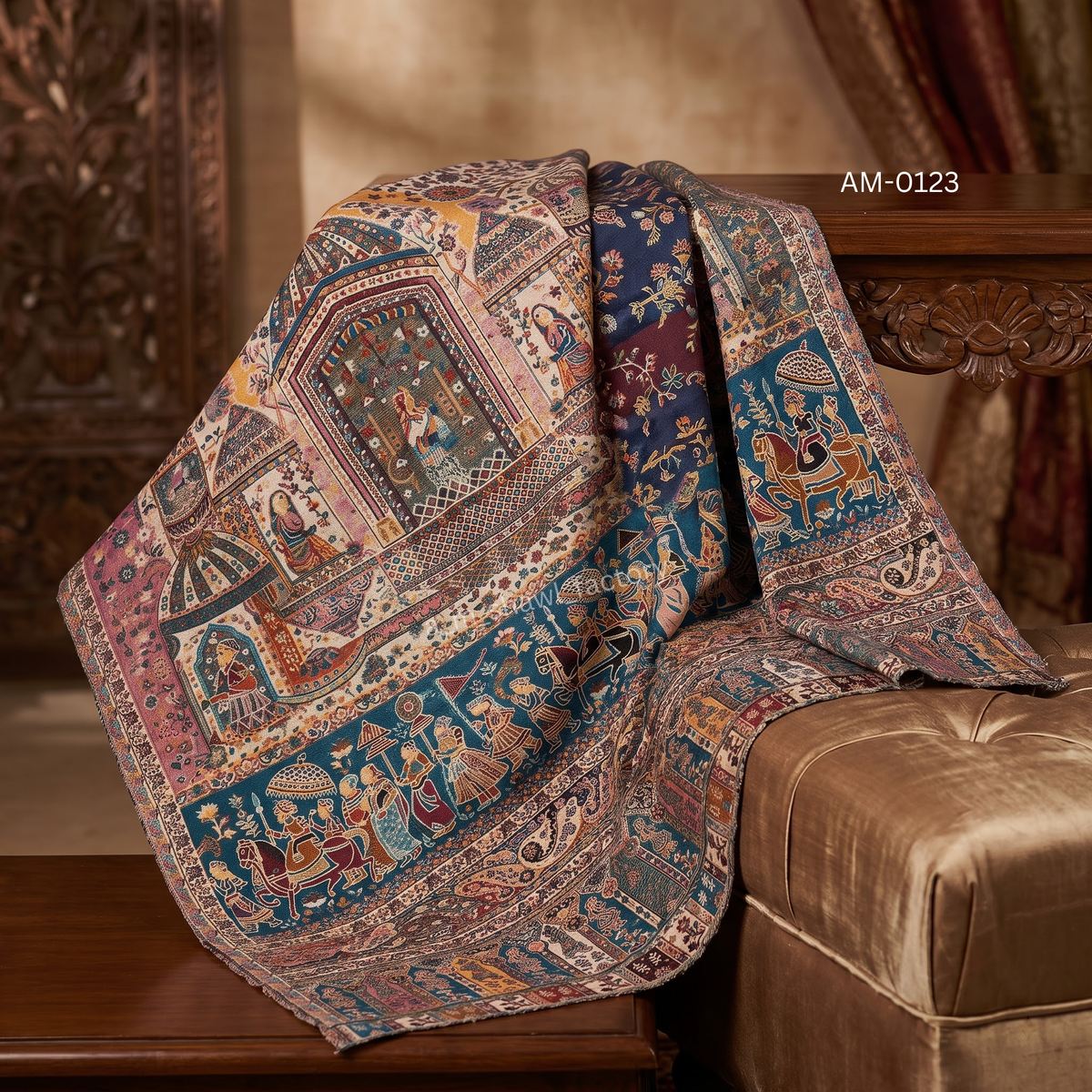 Fine Wool Kani Stole | Premium Kani Design Wool Stole | AM SHAWLS | 0123