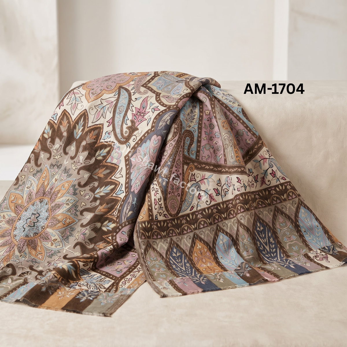 Fine Wool Kalamkari Stole – Premium  Wool Stole | AM SHAWLS | 1704